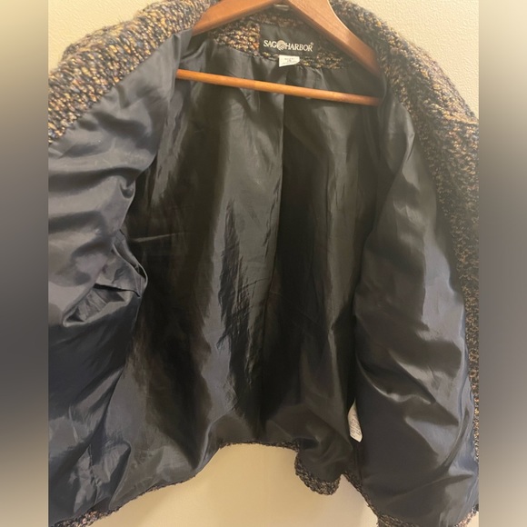 Sag Harbor Boucle Jacket - Long Sleeve Button Front Brown Multicolored Blazer 16 - Picture 4 of 9